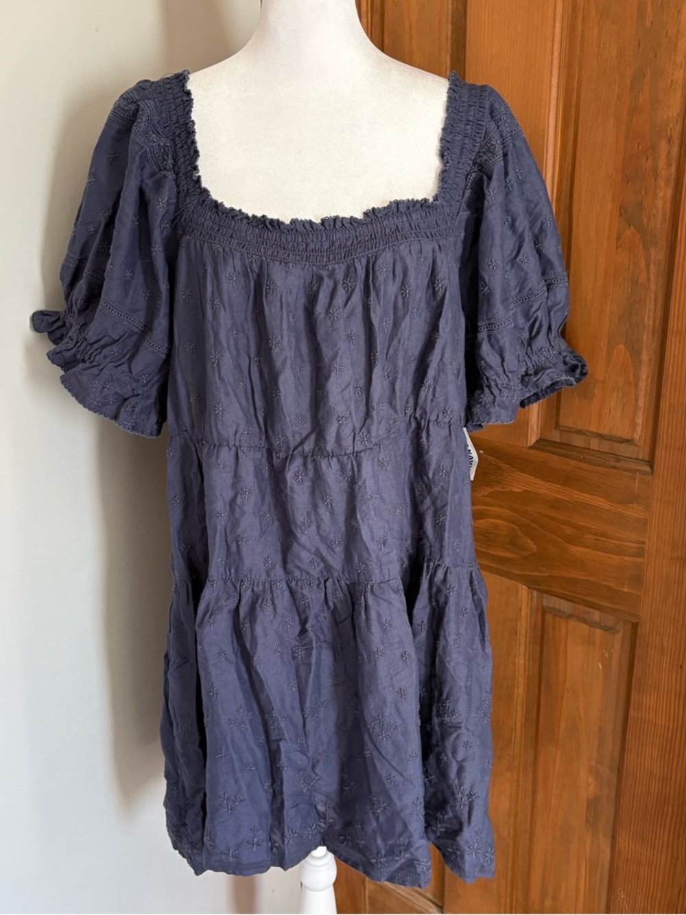 NEW Old Navy XL Extra Large Embroidered Floral Eyelet Hippie Peasant Boho Dress